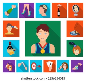 Manipulation by hands flat icons in set collection for design. Hand movement vector symbol stock web illustration.