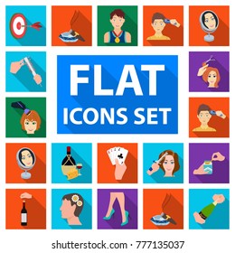 Manipulation by hands flat icons in set collection for design. Hand movement vector symbol stock web illustration.