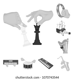Manipulation by hands monochrome icons in set collection for design. Hand movement vector symbol stock web illustration.