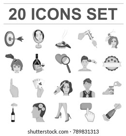 Manipulation by hands monochrome icons in set collection for design. Hand movement vector symbol stock web illustration.