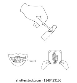 Manipulation by hands outline icons in set collection for design. Hand movement in medicine vector symbol stock web illustration.