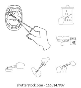 Manipulation by hands outline icons in set collection for design. Hand movement in medicine vector symbol stock web illustration.