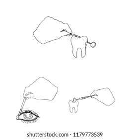 Manipulation by hands outline icons in set collection for design. Hand movement in medicine vector symbol stock web illustration.