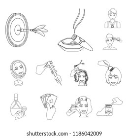 Manipulation by hands outline icons in set collection for design. Hand movement vector symbol stock web illustration.
