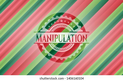 Manipulation christmas colors emblem. Vector Illustration. Detailed.