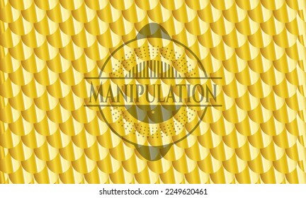 Manipulation gold badge. Scales pattern. Vector Illustration. Detailed. 