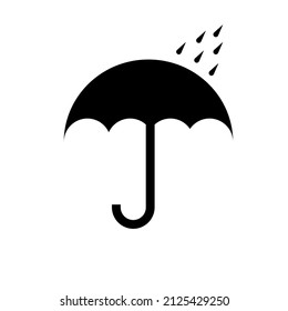 Manipulation icon of protection from moisture during cargo transportation . Umbrella with raindrops Vector Illustration. EPS 10