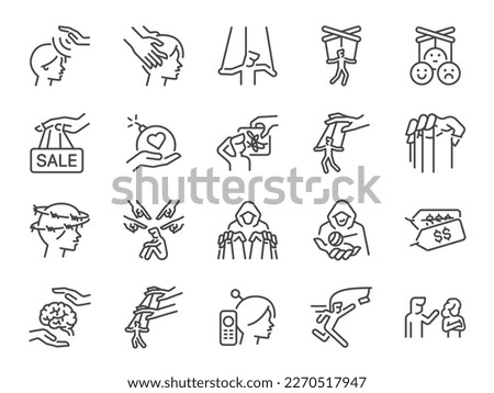 Manipulation icon set. It included icons such as emotional, manipulator, dark psychology, psychological, gaslighting, puppet, and more.