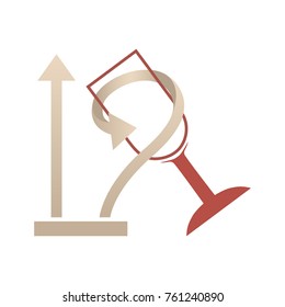 Manipulation marks. Vector simple signs. Glass and arrows.
