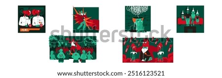 Manipulation of People with Authority Having Influence and Control Over Crowd Vector Set