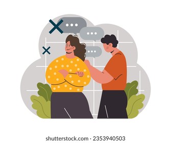 Manipulation. Psychological control method. Domination exploitation, emotional abuse and control. Toxic relationship idea. Flat vector illustration