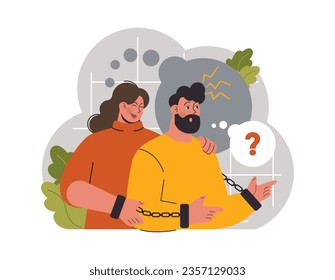 Manipulation. Psychological control method. Domination exploitation, emotional abuse and control. Toxic relationship idea. Flat vector illustration