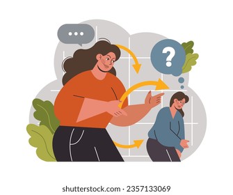 Manipulation. Psychological control method. Domination exploitation, emotional abuse and control. Toxic relationship idea. Flat vector illustration