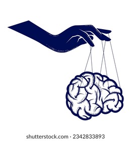 Manipulación de la conciencia pública, manipulación manual de la mente humana por cadenas, control cerebral por medios masivos, influenciado por el pensamiento, vector