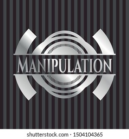 Manipulation silvery shiny emblem. Vector Illustration. Mosaic.