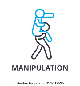 manipulation thin line icon, sign, symbol, illustation, linear concept, vector 