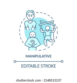 Manipulative turquoise concept icon. Key communication style abstract idea thin line illustration. Toxic behavior. Isolated outline drawing. Editable stroke. Arial, Myriad Pro-Bold fonts used
