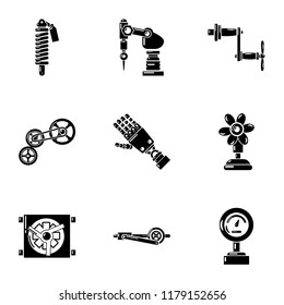 Manipulator arm icons set. Simple set of 9  vector icons for web isolated on white background