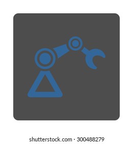 Manipulator icon. This flat rounded square button uses cobalt and gray colors and isolated on a white background.