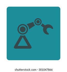 Manipulator icon. This flat rounded square button uses soft blue colors and isolated on a white background.