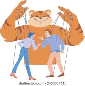 Manipulator, people arguing vector, psychological color vector illustration. Vector illustration