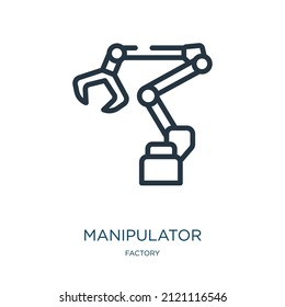 manipulator thin line icon. manipulation, technology linear icons from factory concept isolated outline sign. Vector illustration symbol element for web design and apps.
