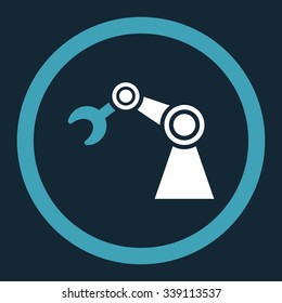 Manipulator vector icon. Style is bicolor flat rounded symbol, blue and white colors, rounded angles, dark blue background.