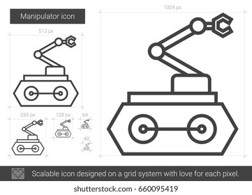 Manipulator vector line icon isolated on white background. Manipulator line icon for infographic, website or app. Scalable icon designed on a grid system.