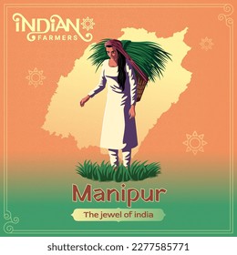 Manipur Farmer - A Vibrant Vector Illustration Depicting the Resilience and Hard Work of Indian Agriculture	
