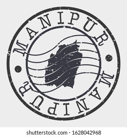 Manipur India Stamp Postal. Map Silhouette Seal. Passport Round Design. Vector Icon. Design Retro Travel.