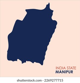 Manipur, India, vector map,  High detailed silhouette illustration. Map of Manipur, Solid Map of Indian State Manipur, Map of Manipur with Colour.