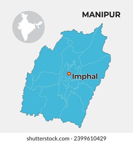 Manipur locator map showing District and its capital 