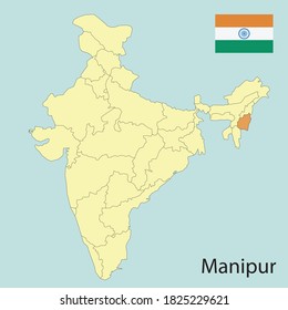 manipur, map of India with state borders