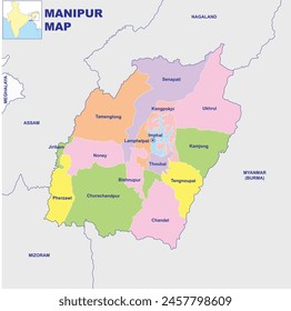 manipur map vector illustration on white background