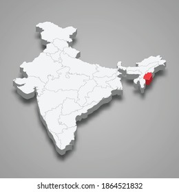 Manipur State Location Within India 3d Isometric Map