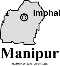 Mapa estatal de Manipur, imfestación de capital de la frontera estatal india
