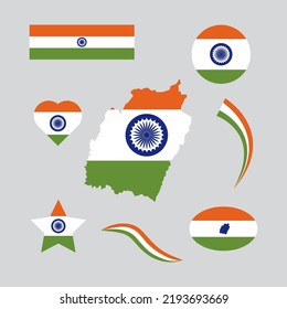 Manipur state map with Indian flag. Vector illustration.