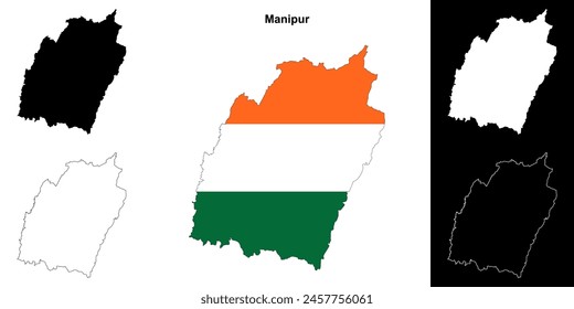 Manipur state outline map set