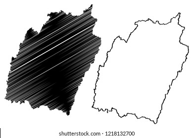 Manipur (States and union territories of India, Federated states, Republic of India) map vector illustration, scribble sketch Manipur state map