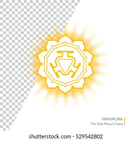 Manipura. Chakra vector isolated minimalistic icon with transparent aura - for yoga studio, banner, poster.