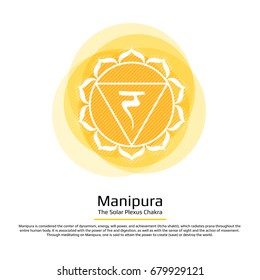 Manipura. Chakra vector isolated multicolored icon - for yoga studio, banner, poster. Editable concept. 