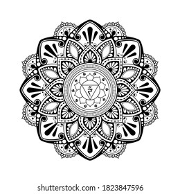 manipura mandala ornament handdrawn tatoo art drawing circular pattern mehendi vintage floral graphic solar plexus chakra