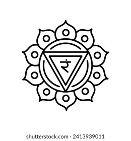 Manipura, solar plexus chakra color icon. Mandala vector isolated element.