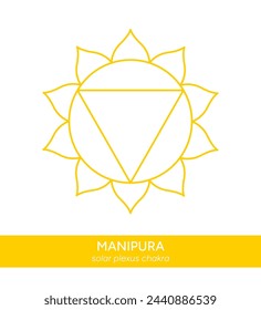 Manipura, solar plexus chakra, line art symbol. Meditation, spirituality, energy, healing vector illustration icon