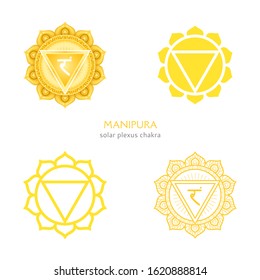 Manipura, solar plexus chakra symbol. Colorful mandala. Vector illustration