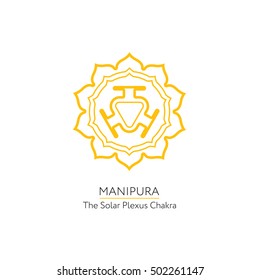 Manipura, the solar plexus chakra. Symbol, used in some religions and alternative medicine - Ayurveda. Vector isolated minimalistic icon - for yoga studio, banner, poster.