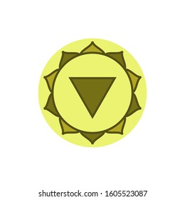 Manipura. Solar plexus chakra. Third Chakra symbol of human. Vector illustration isolated on white background.Yoga,meditation, reiki and buddhism color symbol.Manipura chakra icon.