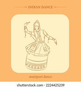 manipuri dance vector line drawing