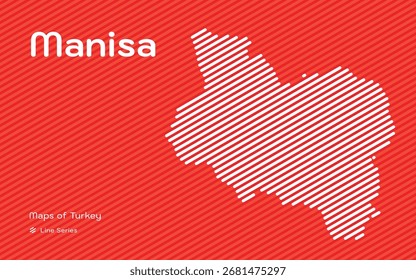 Manisa province map with red diagonal line pattern vector