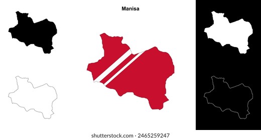 Manisa province outline map set